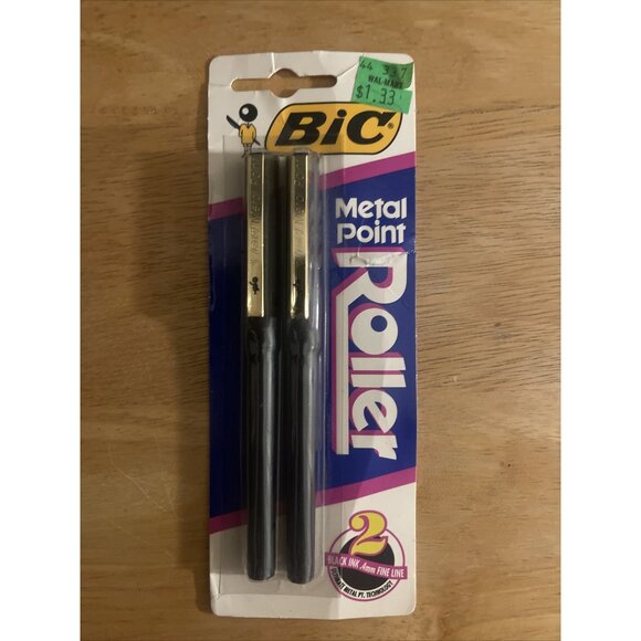 BIC Metal Point Roller Black Ink .4mm Fine Line Smooth Liquid Writing Metal Poin - Picture 1 of 14
